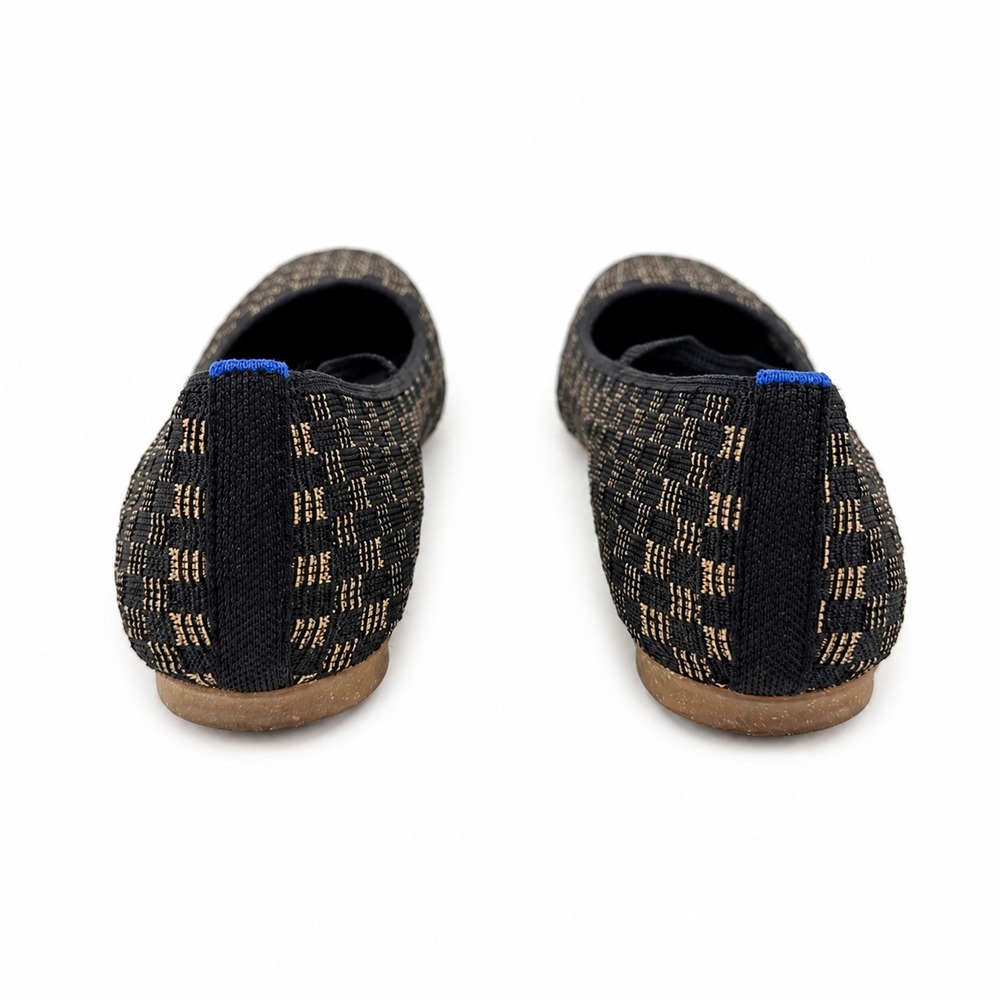 Rothy's The Square Mary Jane Flats Women 11 Wren Black Camel Checkerboard Ballet - Picture 4 of 8